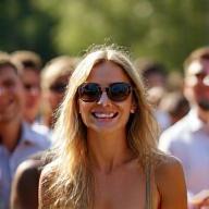 A small group of smiling people attending an engaging event outdoors.