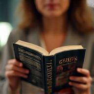 Person reading a comprehensive travel guide book.