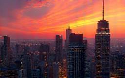 A beautiful cityscape at sunset, representing diverse digital nomad destinations.